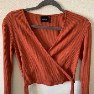 Out From Under Long Sleeve Wrap Crop Top